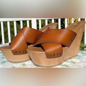 Mossimo Brown Leather Wedges - Size 9 1/2